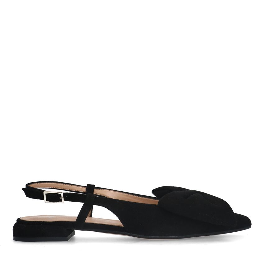 Manfield Zwarte suède slingbacks