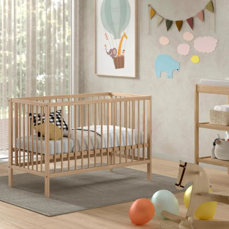 Vipack Babybed Dino - 60 x 120 cm - verstelbaar - dennenhout