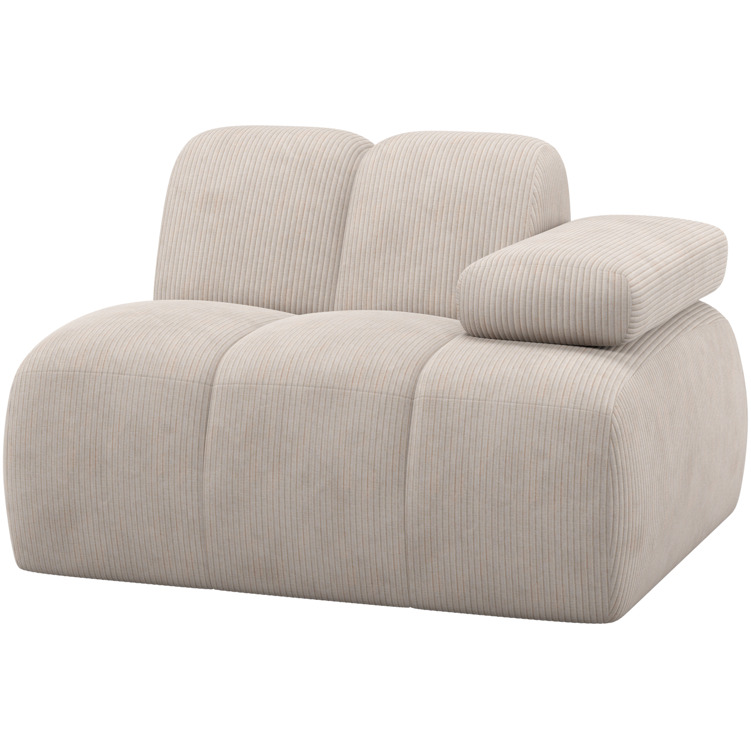 WOOOD 1-zits element bank arm rechts Mojo - Ribstof - Ecru - 74x124x97