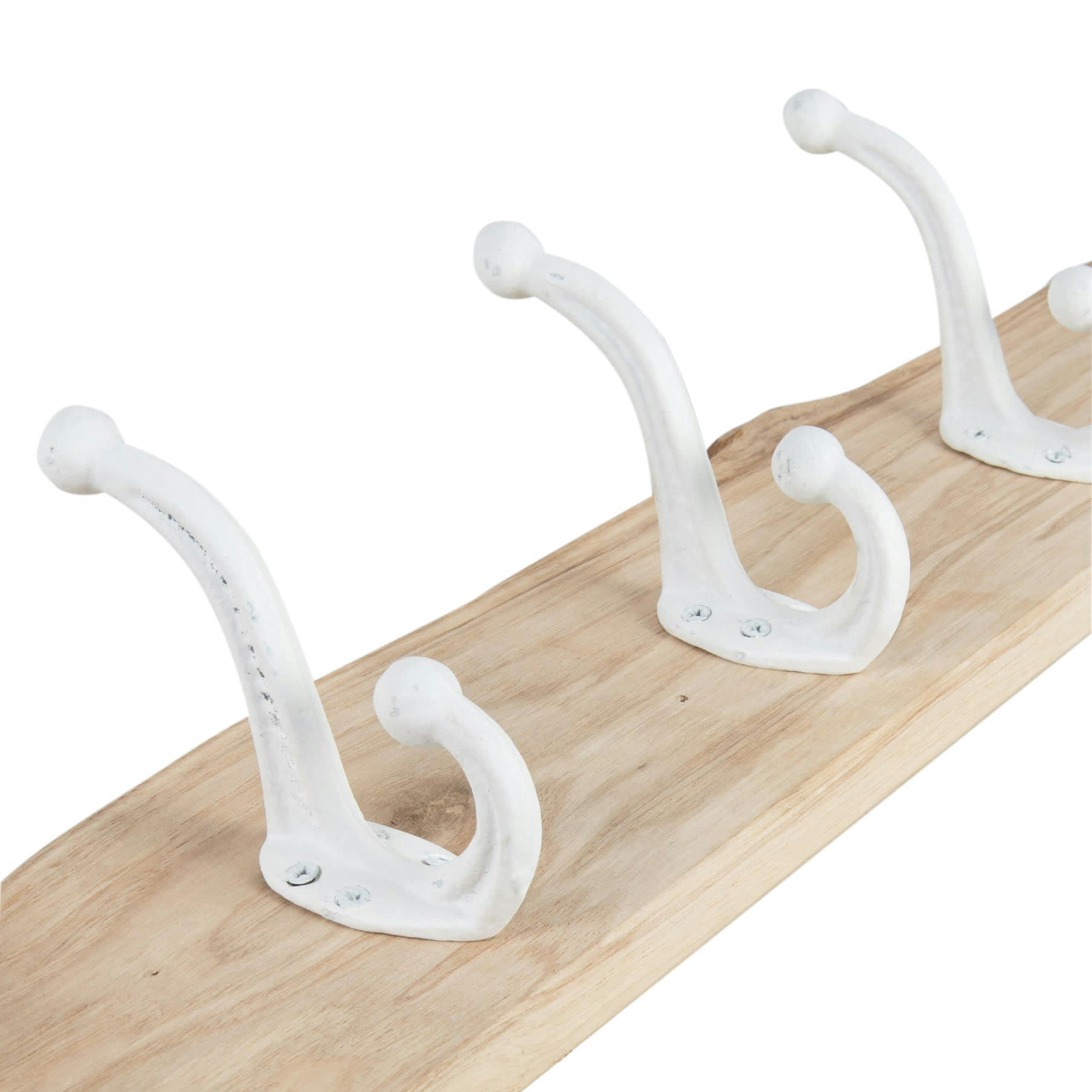 HOULE - Patère 6 crochets en bois de chêne et métal blanc