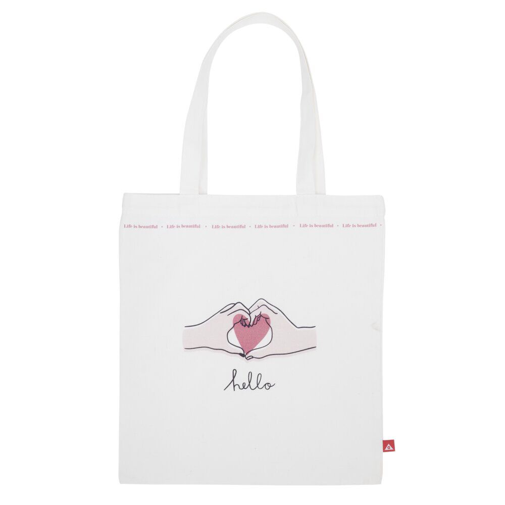 Coffret mug 330ml et tote bag coeur blanc et rose