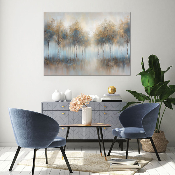Feeby Obraz do salonu sypialni, Drzewa Las we mgle pejzaż 60x40