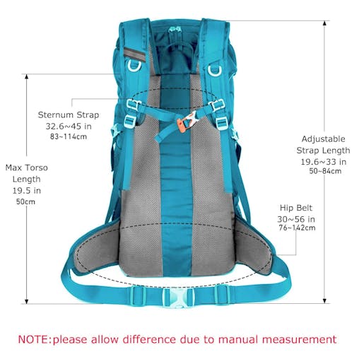 NNEOBA 50L Hiking Backpack with Rain Cover Waterproof Rucksack Blue