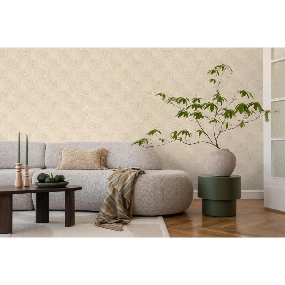 ESTAhome behang 3D-motief warm beige - 50 x 900 cm