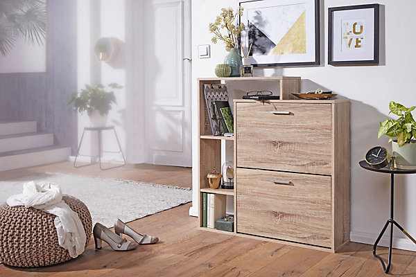 Armoire à chaussures Bois 85x93x24 cm étagère à chaussures 12 paires FineBuy