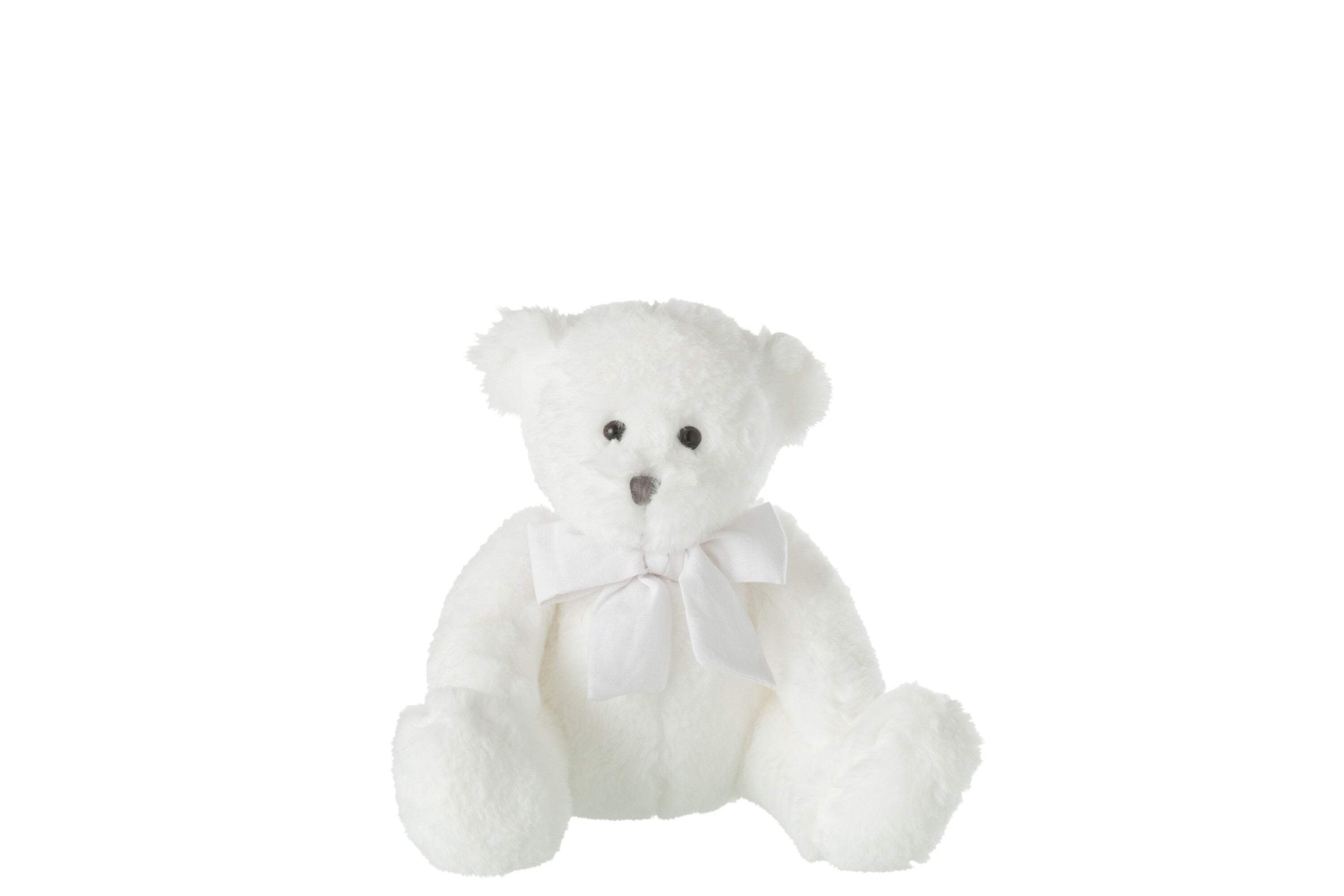 J-Line knuffel Beer met Strik - polyester - wit - small