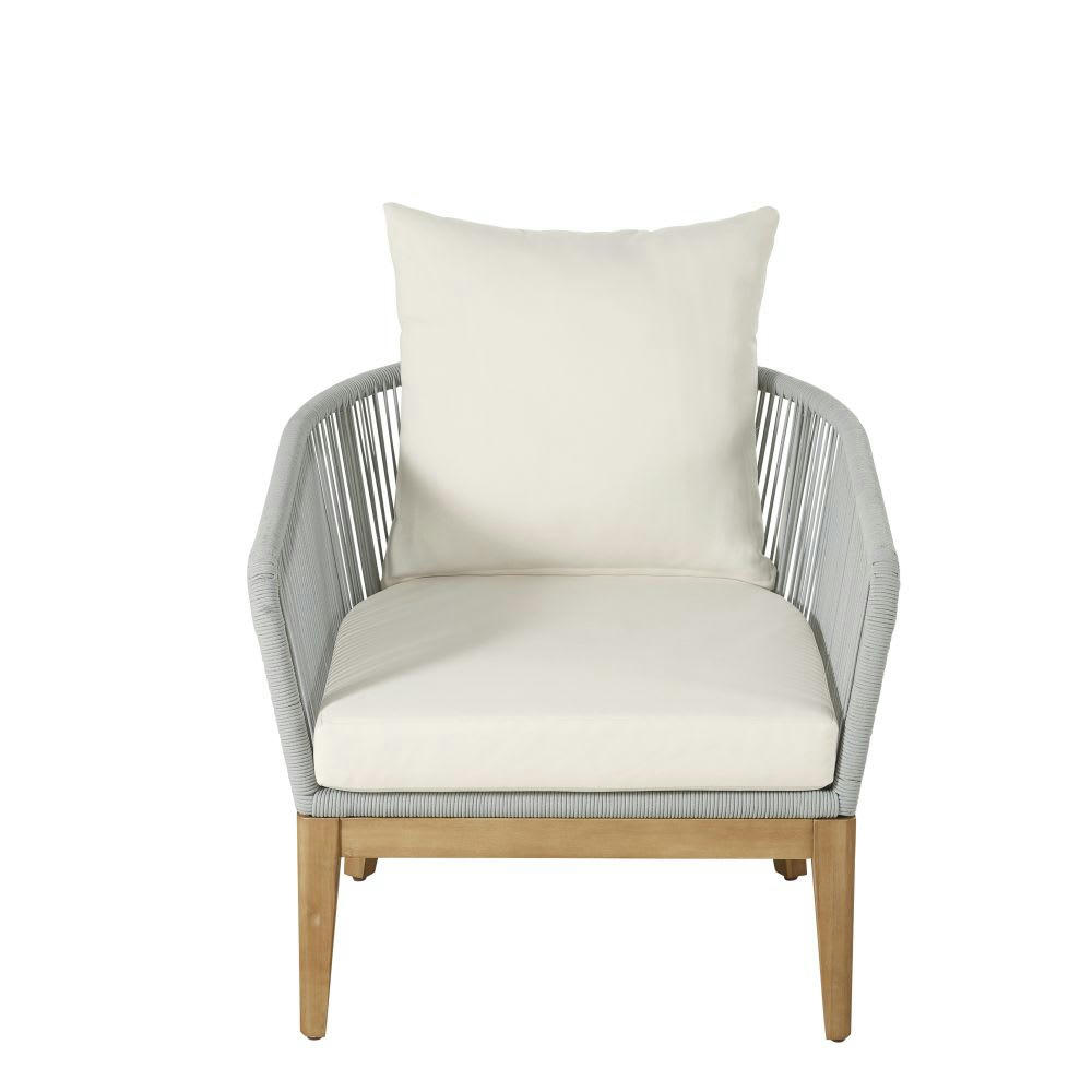 Vera Cruz - Fauteuil de jardin en corde tressée grise et toile blanche recyclée