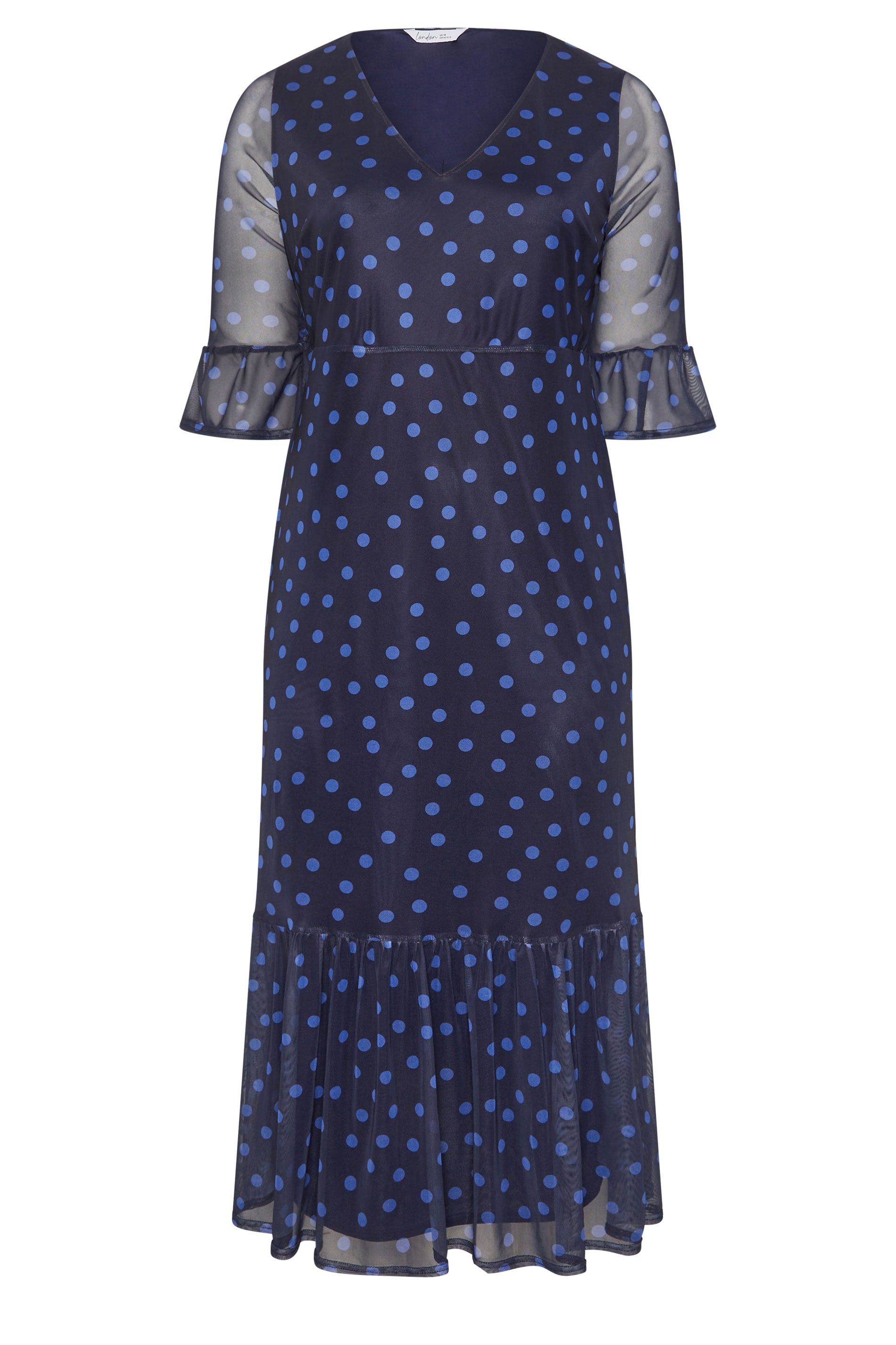 Yours Polka Dot Mesh Tiered Dress