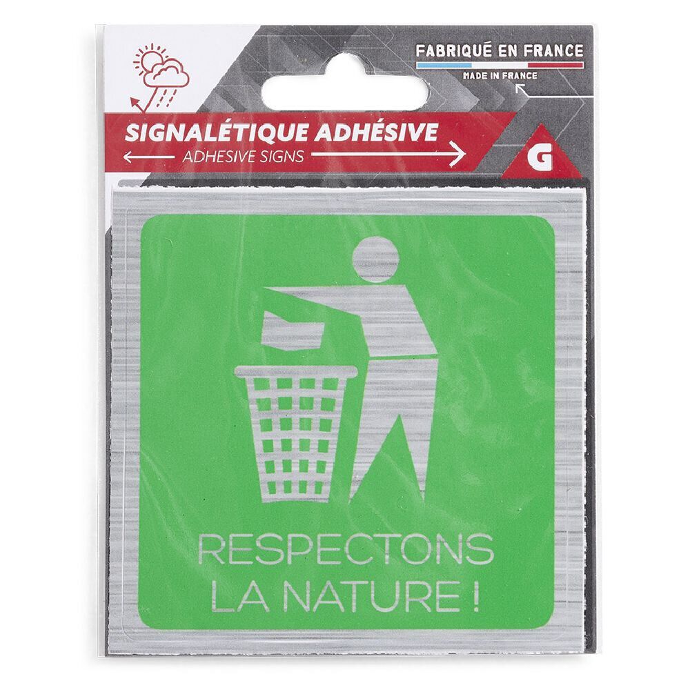 Signalétique adhésive "Respectons la nature" - 8x8 cm