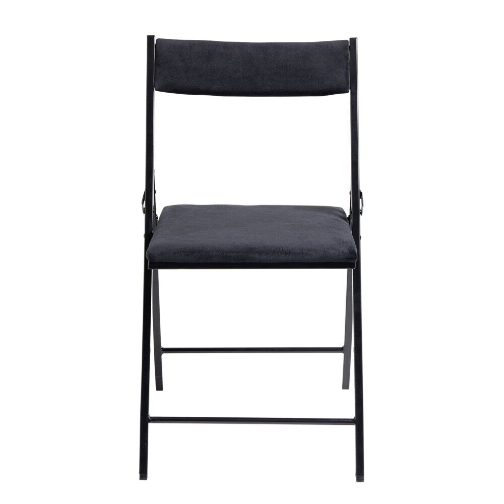 Chaise pliante Ninon métal et velours noire L43xP47xH78,5cm
