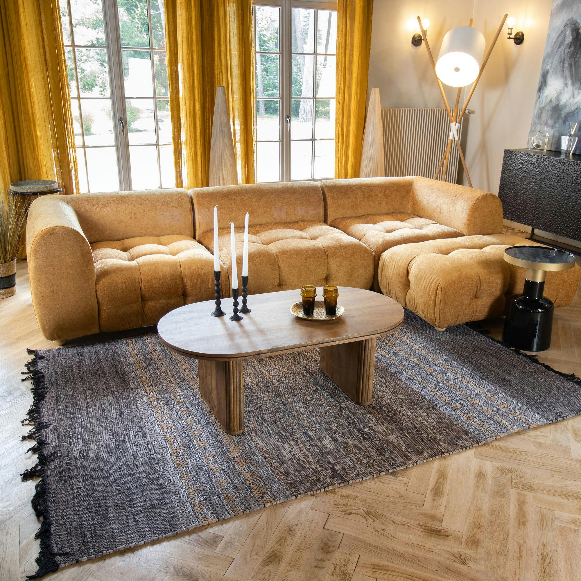 ADANA - Tapis en cuir recyclé et coton 150x240cm