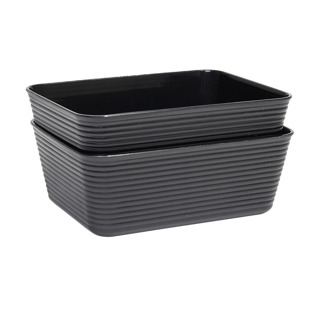 Panière de rangement x2 plastique 16,8x12,5xH6,5cm (3 modèles)