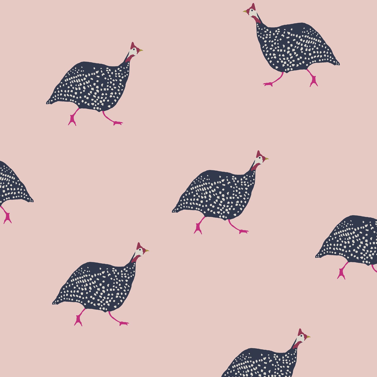 Joules Vliesbehang - Guinea Fowl Blush - Roze - 10mx52cm