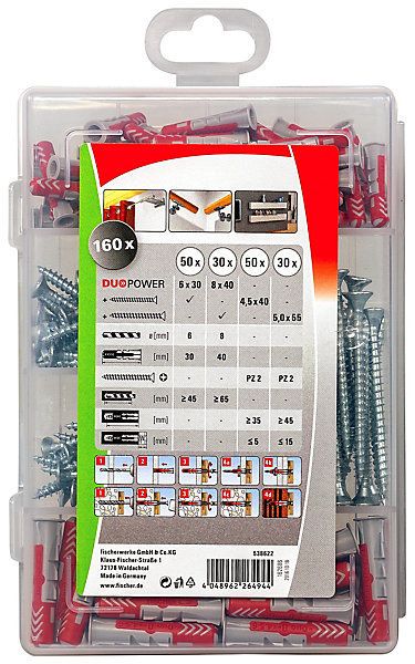 Chevilles Fischer profibox Duopower 160 pièces avec vis