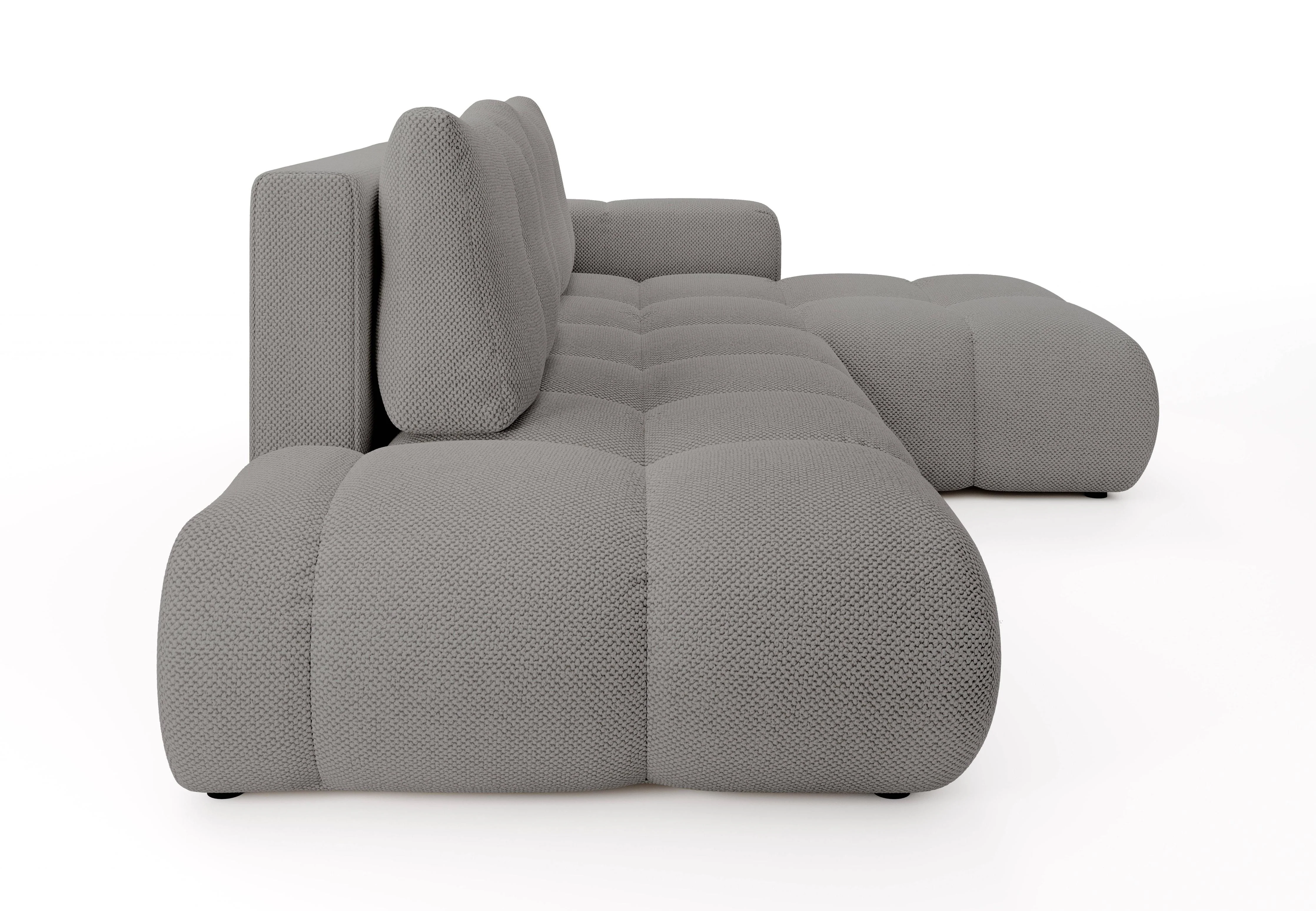 Hoekbank SOLA met slaapfunctie rechts chenille bouclé