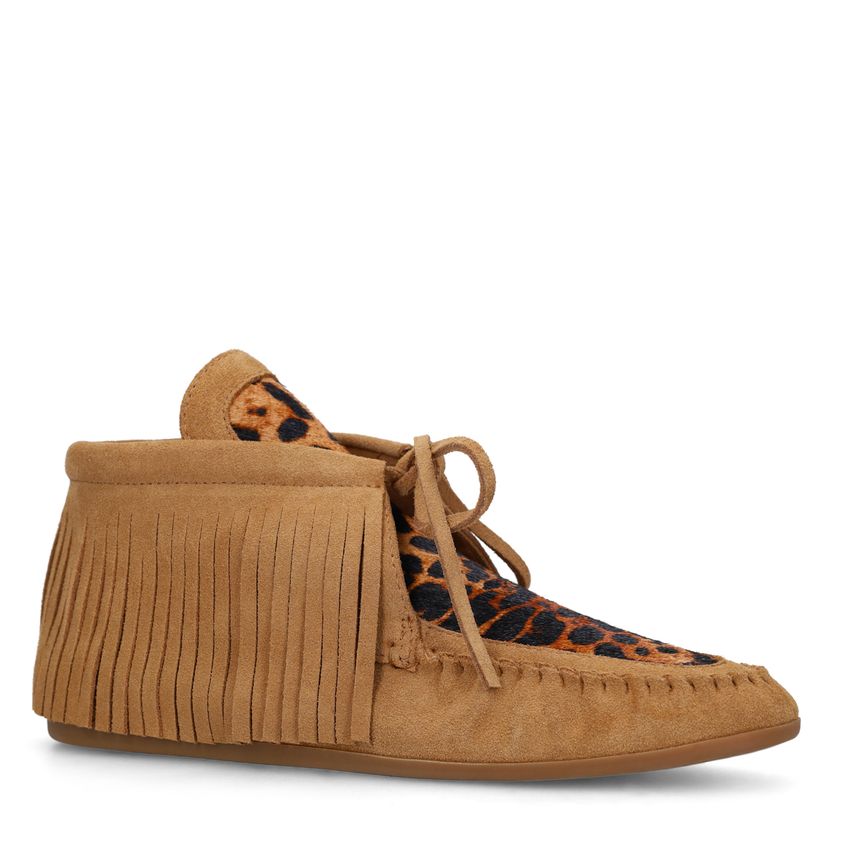 Manfield Cognac suède enkellaarsjes