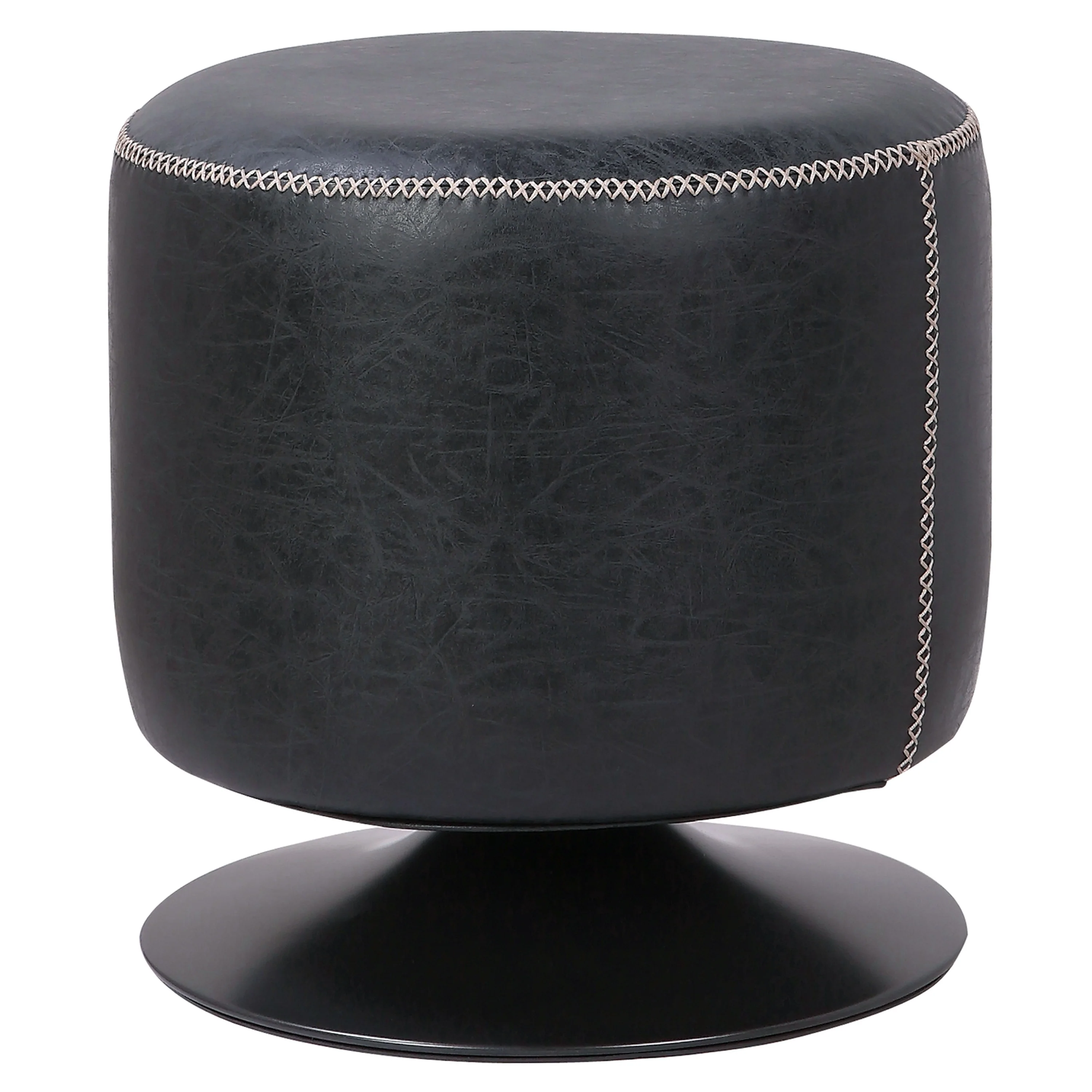 Gaia Faux Leather Round Ottoman