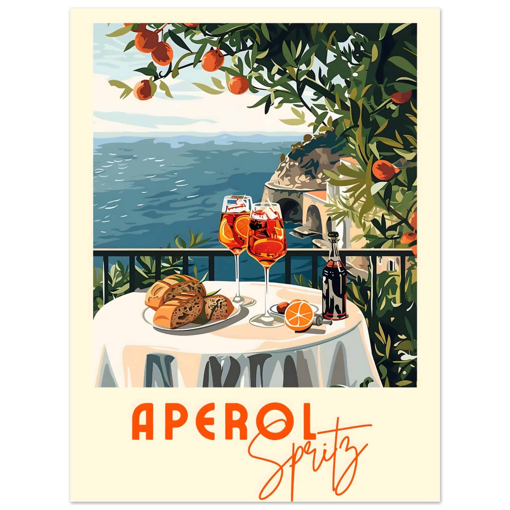 Artfulprints Poster Aperol Spritz - Cocktail with a view  - 30x40 cm - Meerkleurig
