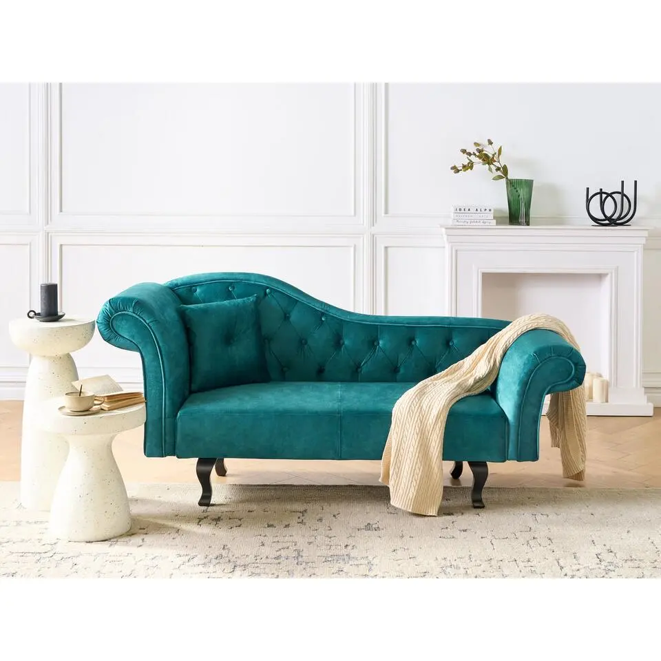 LATTES II - Chaise longue - Smaragdgroen - Linkerzijde - Fluweel