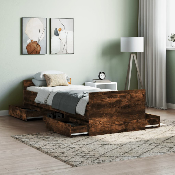 Łóżko Drewniane Rama Łóżka Sofa Brązowe Do Sypialni Pokoju 75x190 cm
