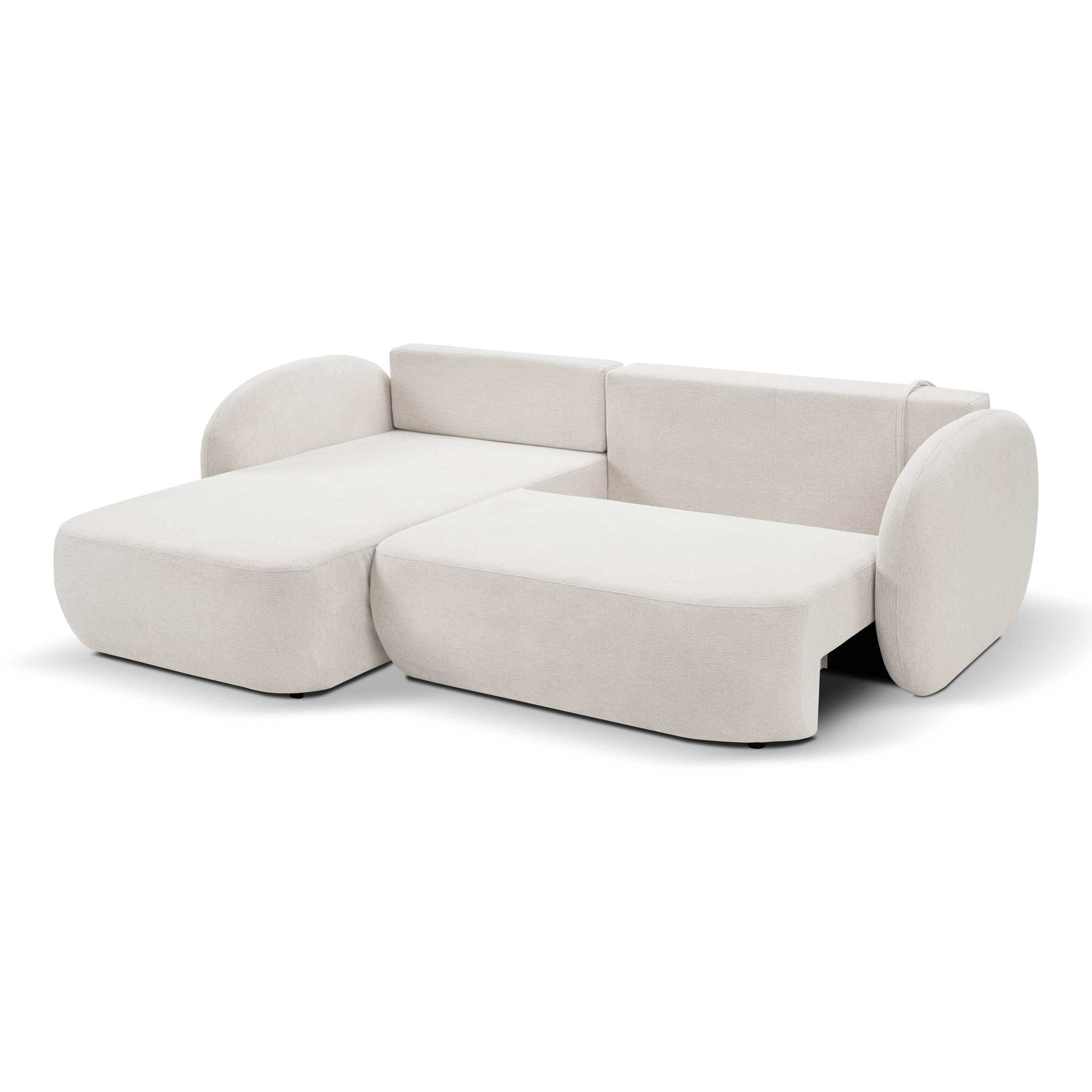 by fonQ Orin Hoekbank Links met Slaapfunctie - Chenille - Ivoor