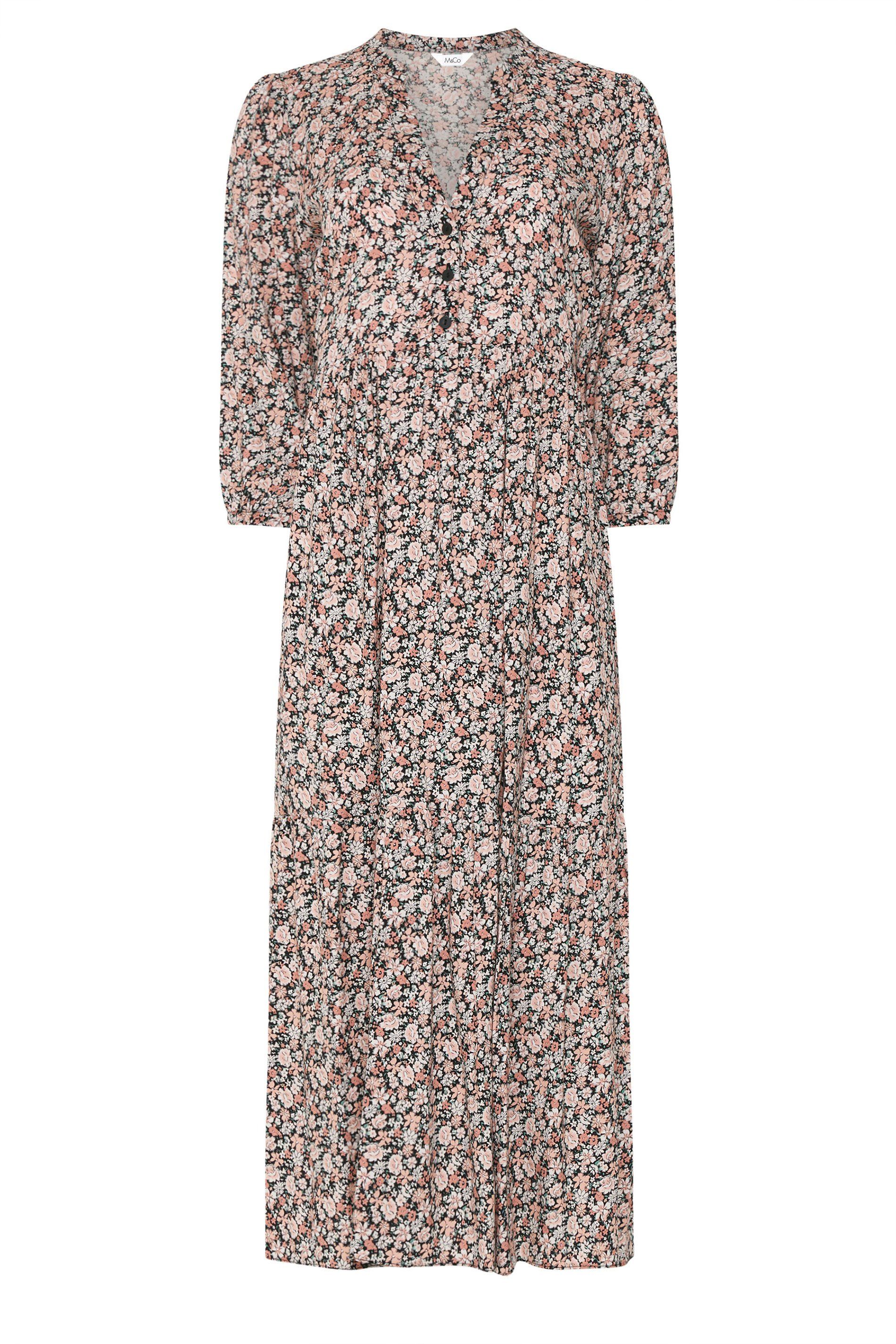 M&Co Floral Tiered Midi Dress