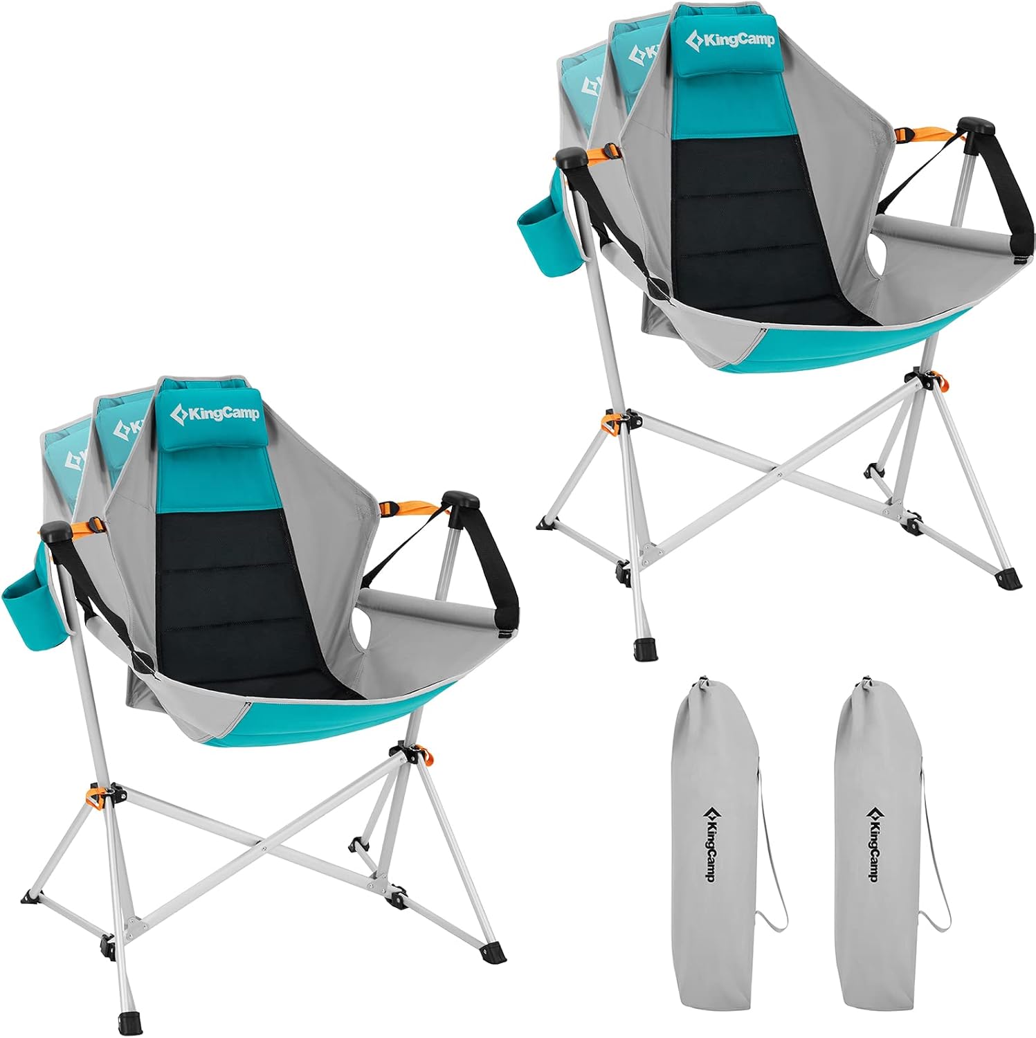 KingCamp Hammock Camping Chair, Swinging Portable Camp Chairs for Adults, 400lbs Heavy Duty Oversized Folding Rocking Chair with Adjustable Recline, Aluminum Alloy Frame for Outdoor Patio Beach Sport