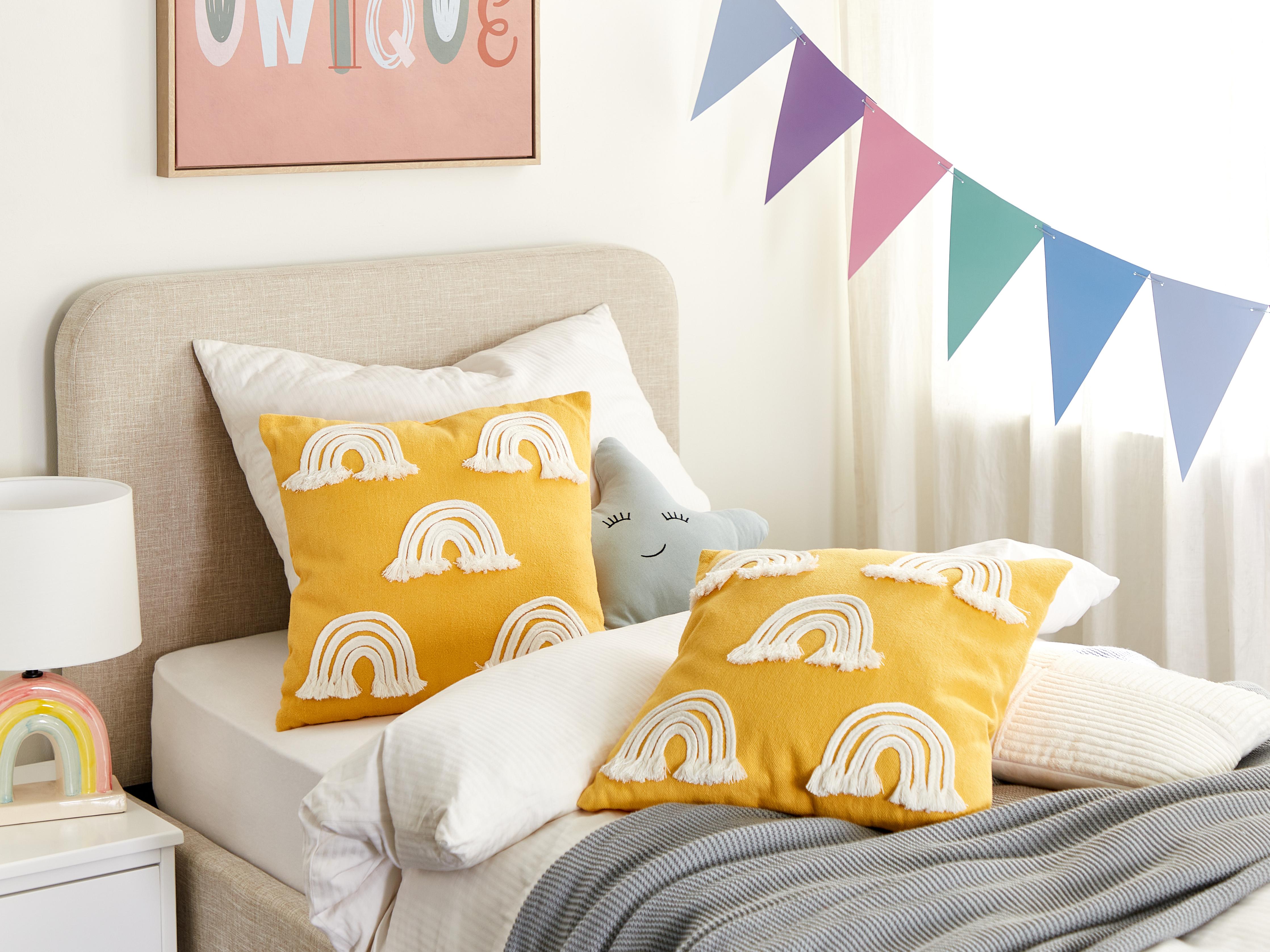 Set of 2 Decorative Cushions LEEA Cotton 45 x 45 cm Yellow