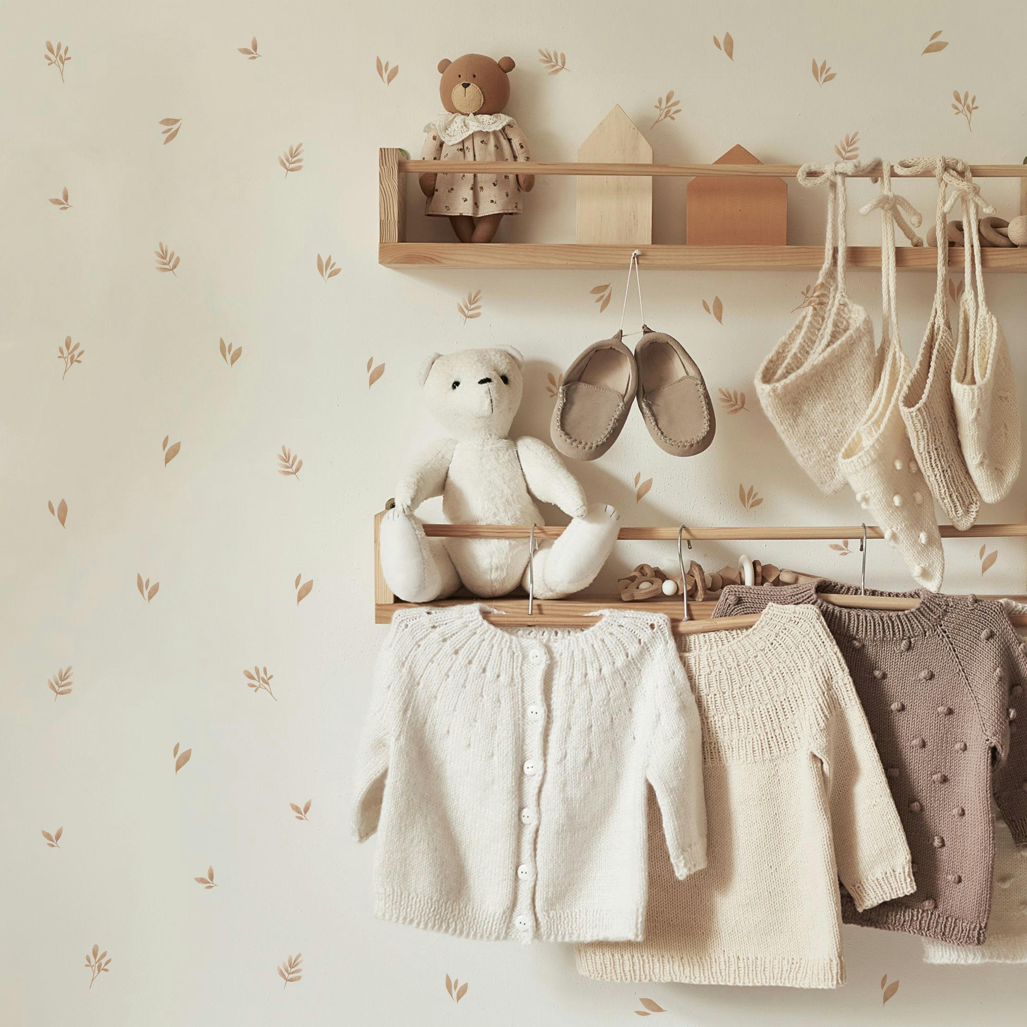 - Stickers muraux plantes décoratives style aquarelle brun