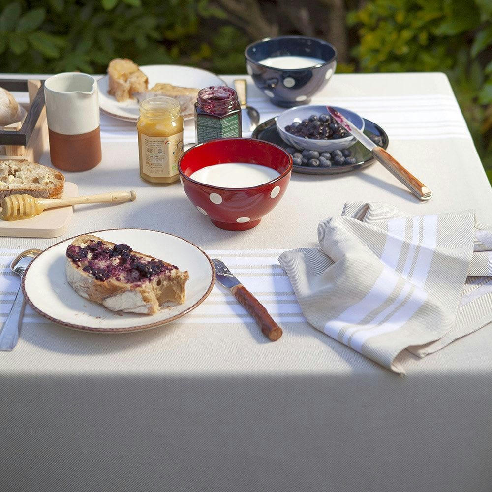 SAINT-JEAN-DE-LUZ - Nappe coton et lin Blanc 180x250 cm