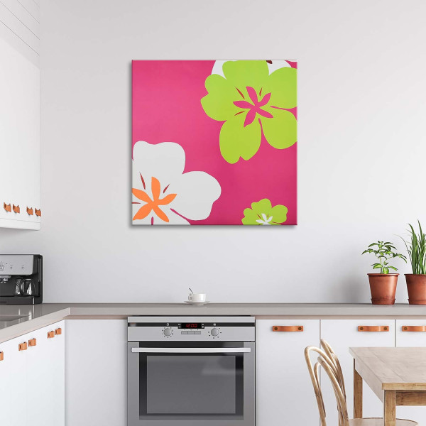 Feeby Obraz na płótnie Grafiki kwiatów na różowym tle 30x30