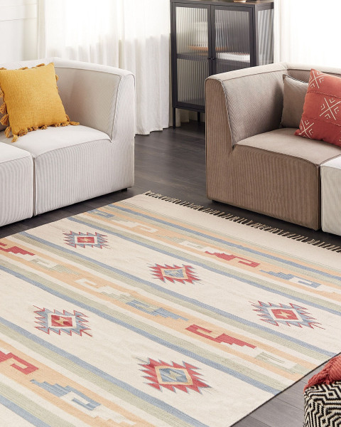 Dywan bawełniany kilim 200 x 300 cm wielokolorowy