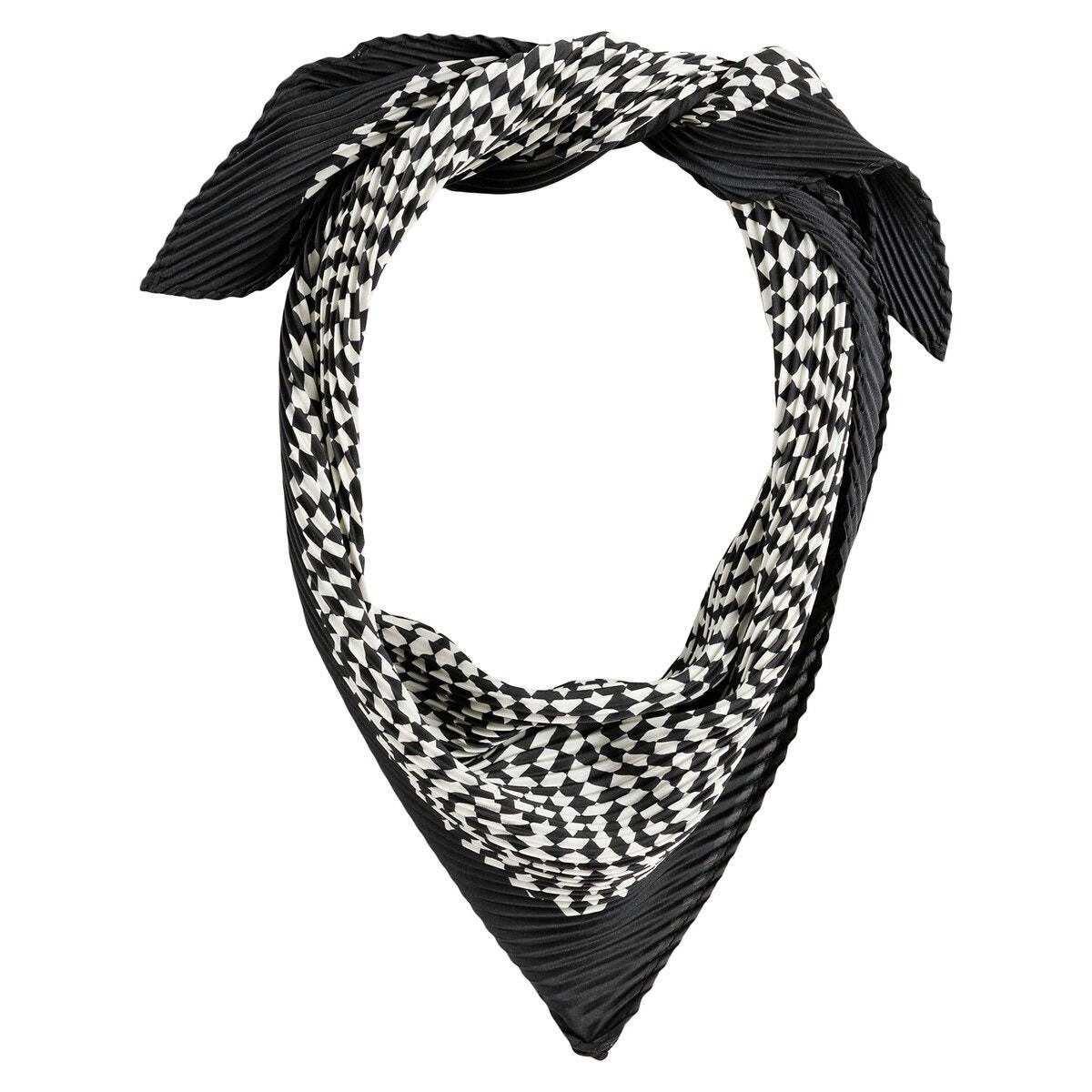 Foulard forme losange plissé imprimé damier