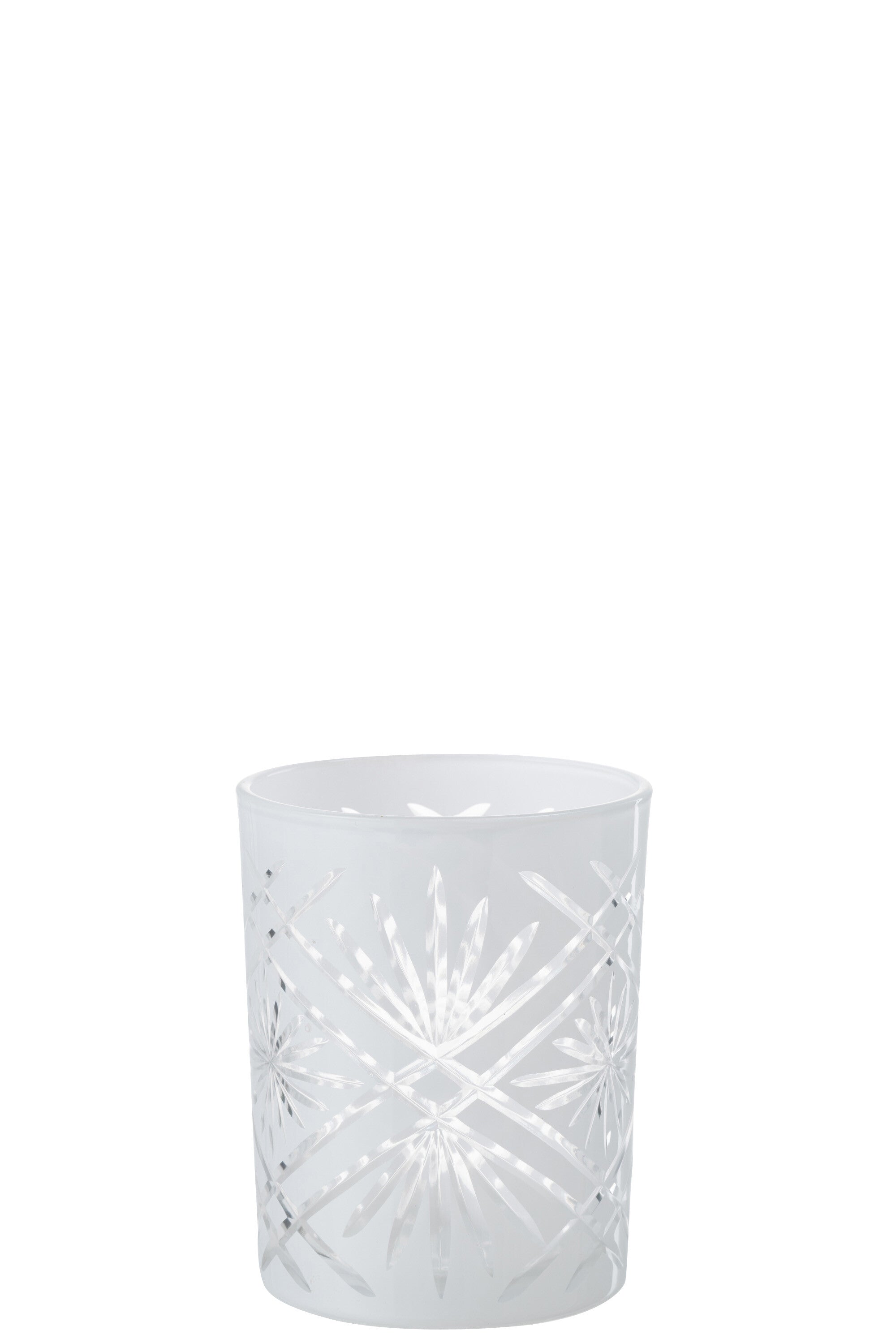 J-Line windlicht Santorini - glas - wit - medium