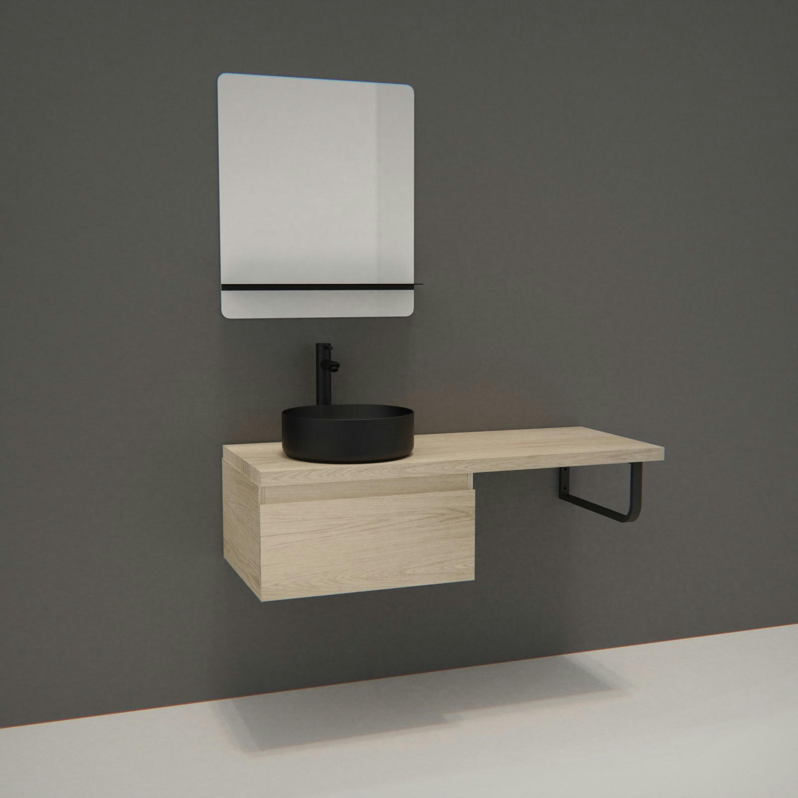 WILL - Meuble de salle de bain suspendu avec vasque et miroir WILL