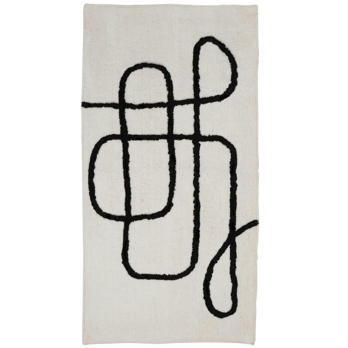 FIGURATIF - Tapis coton figuratif blanc et noir blanc 60x120cm