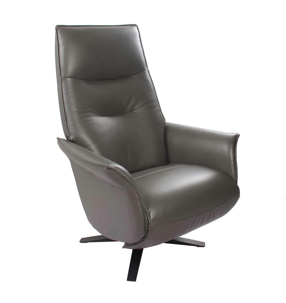 SATURNE - Fauteuil de Relaxation Manuel Design - Cuir Anthracite