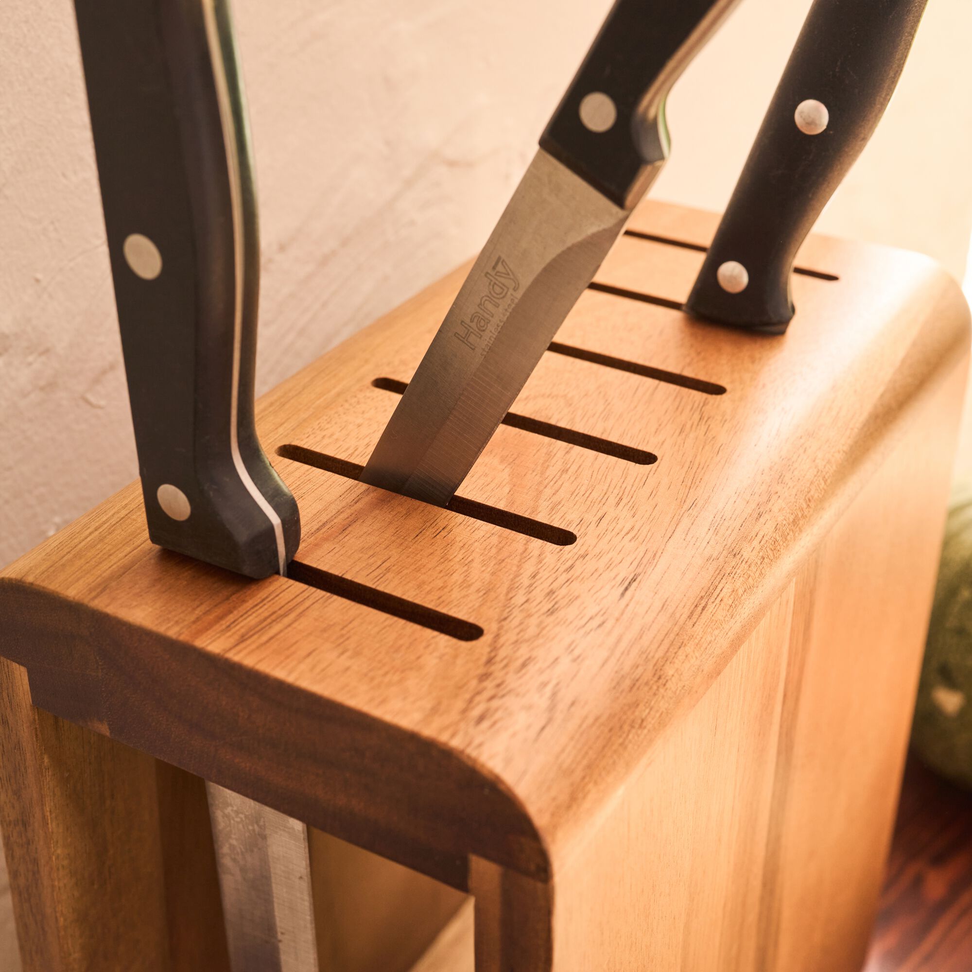 ALISO - Bloc rangement de couteaux en acacia - bois foncé