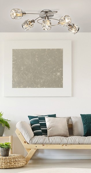 Lampa sufitowa Kris 5-punktowa metalowa srebrna