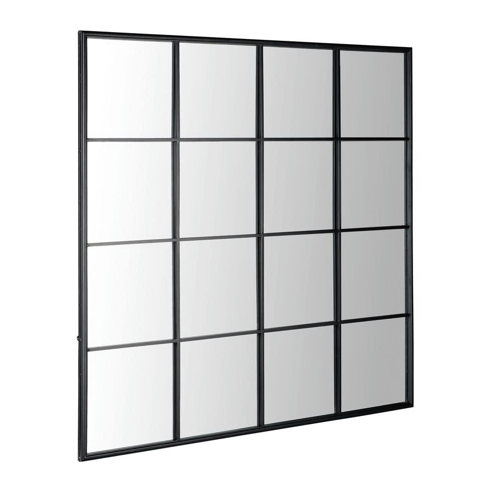 Beckett - Miroir fenêtre carré en métal noir 122x122