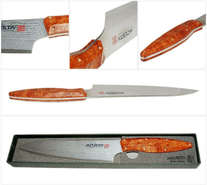 Mcusta japoński nóż kuchenny ze stali damasceńskiej GYUTO 210 mm