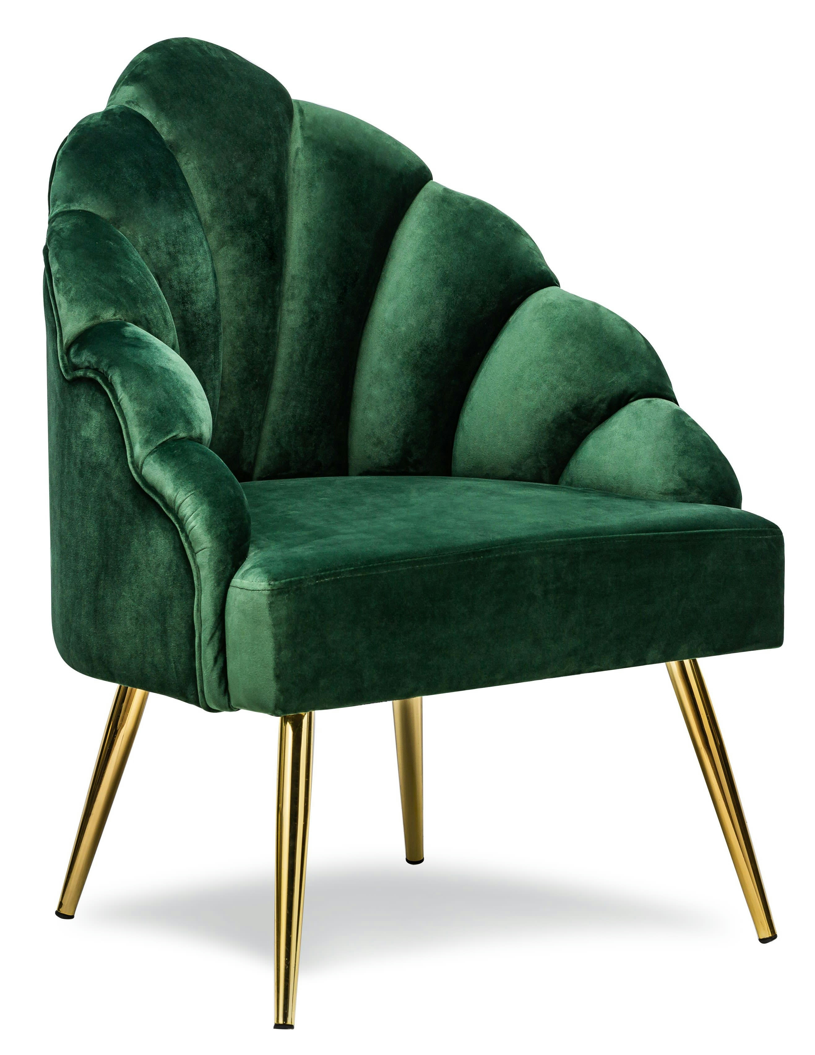 - Fauteuil retro en métal et velours vert