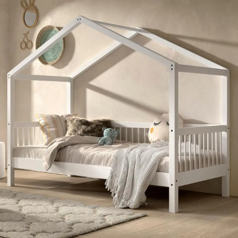 Huisbed Forrest 90x200cm - massief beukenhout - wit