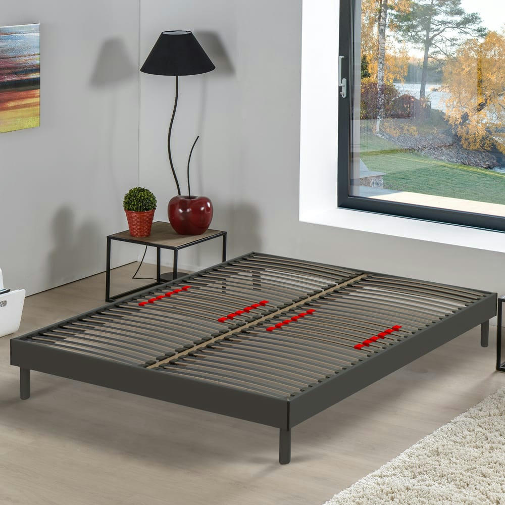 PRODIGE - Sommier avec curseurs réglables – Gris Anthracite 140x200 cm