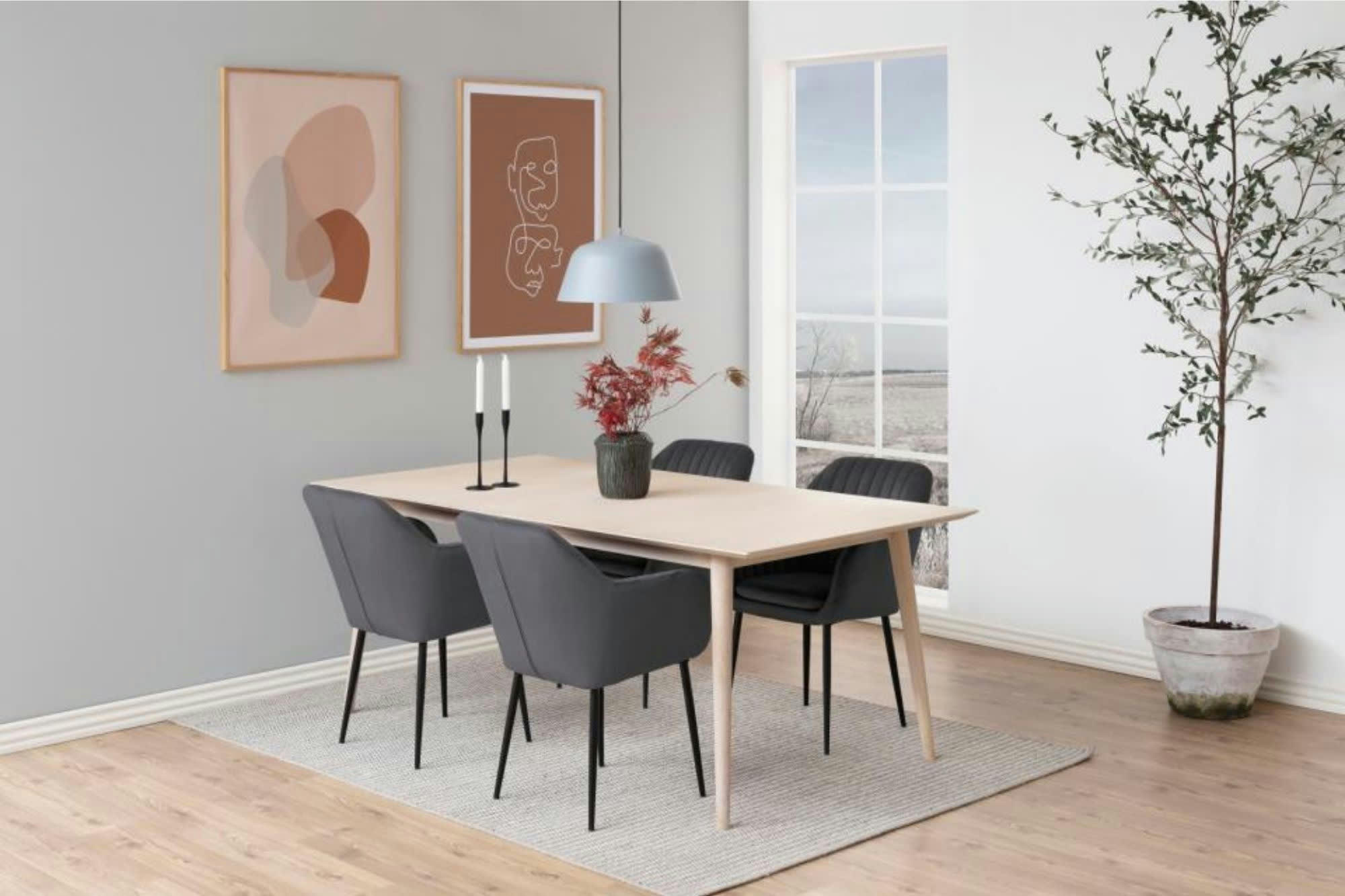 CENTIOR - Table à manger extensible en chêne blanchi 8 à 14 couverts L200/300