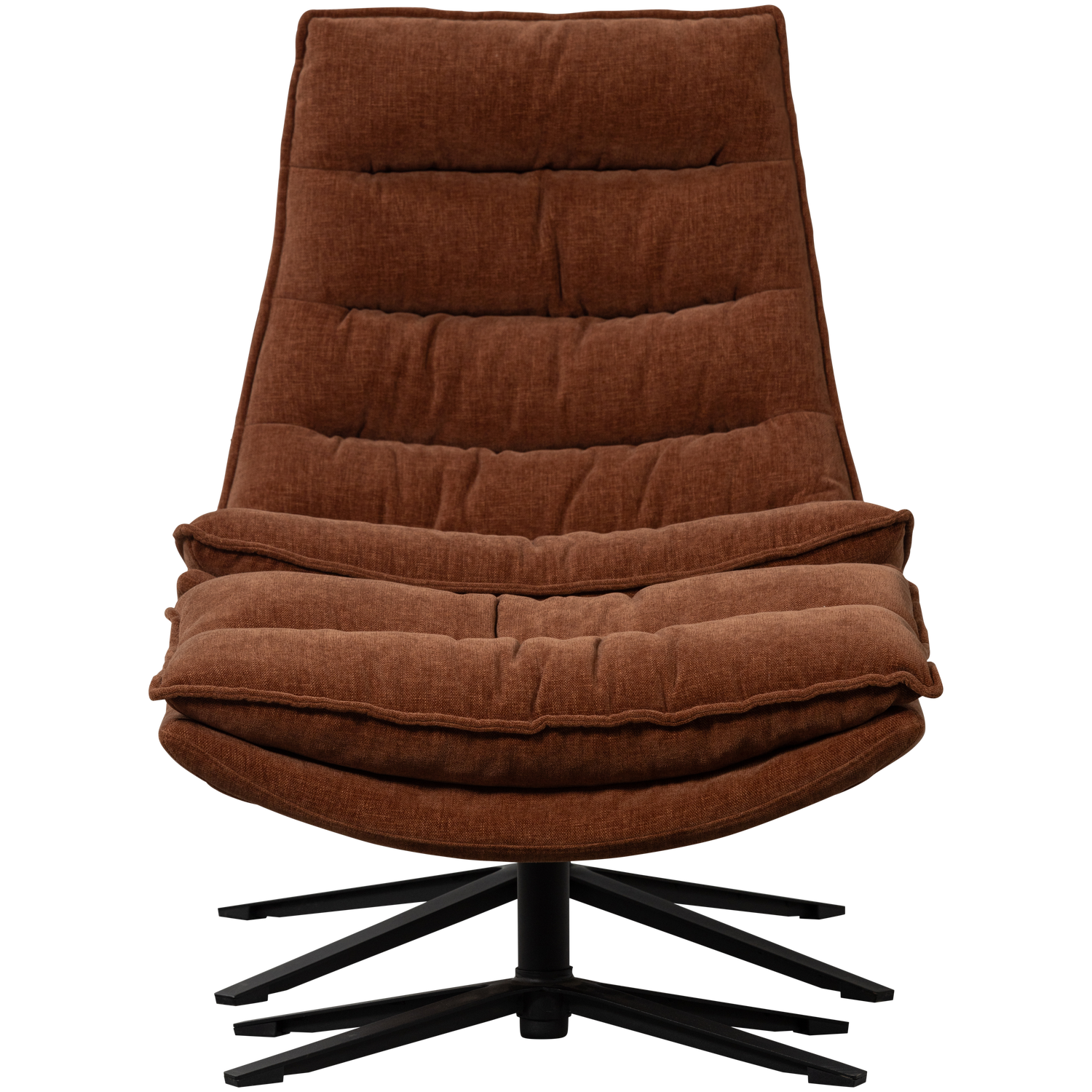 WOOOD draaifauteuil met hocker Kube - Chenille stof - Bruin