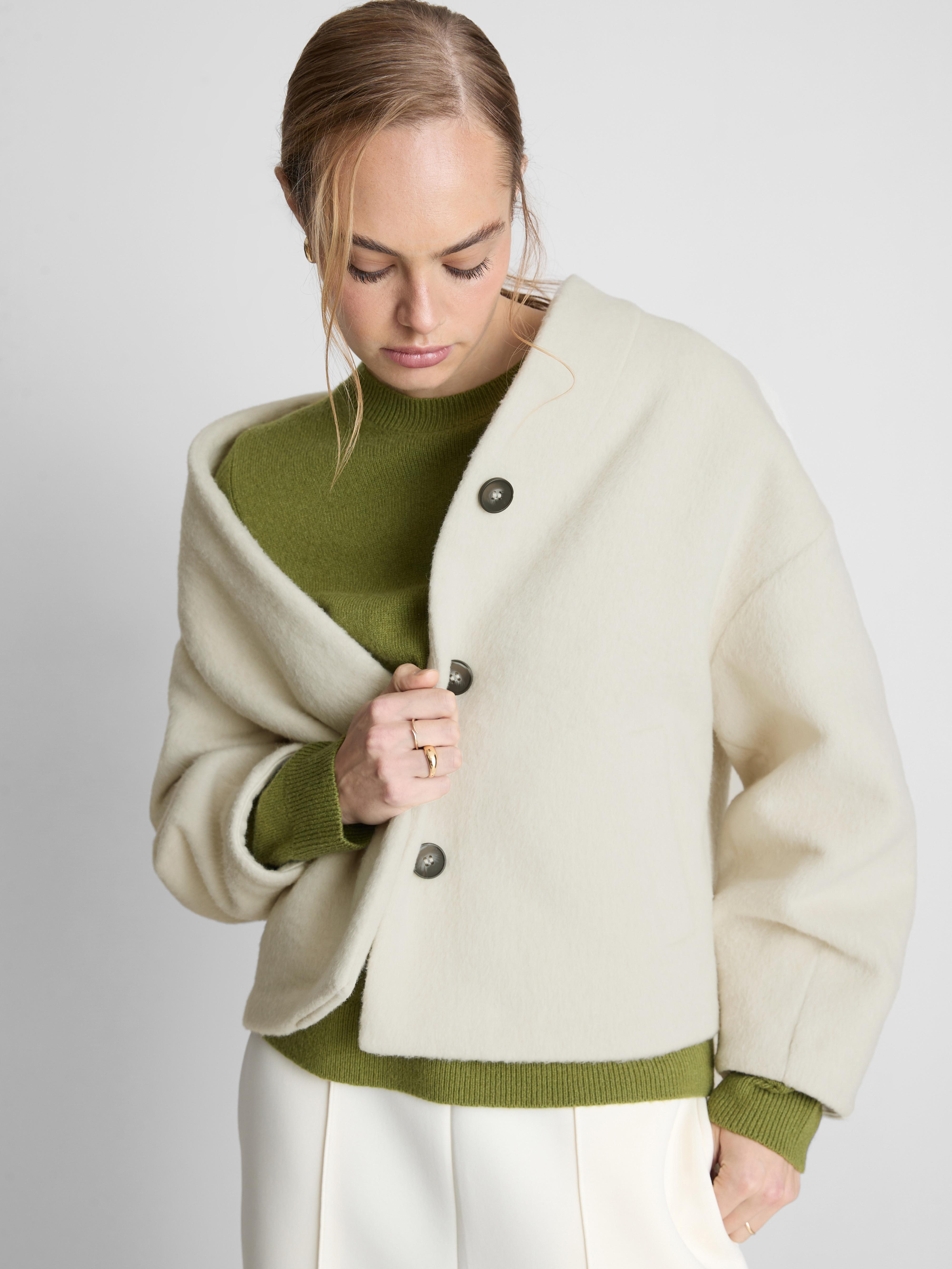 The Edit Boxy Collarless Jacket