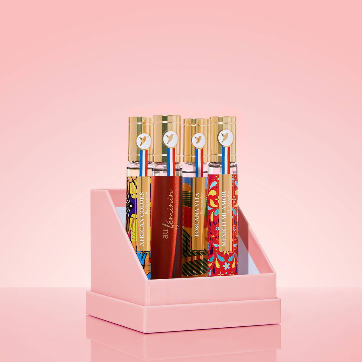 Juicy vibesCoffret 4 eaux de parfums Au féminin 30 ml   Mexico mi amor 30 ml   African colors 30 ml   Toscana Vita 30 ml