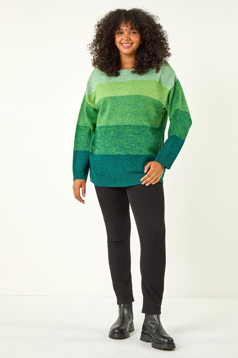 Roman Curve Ombre Stripe Knit Jumper