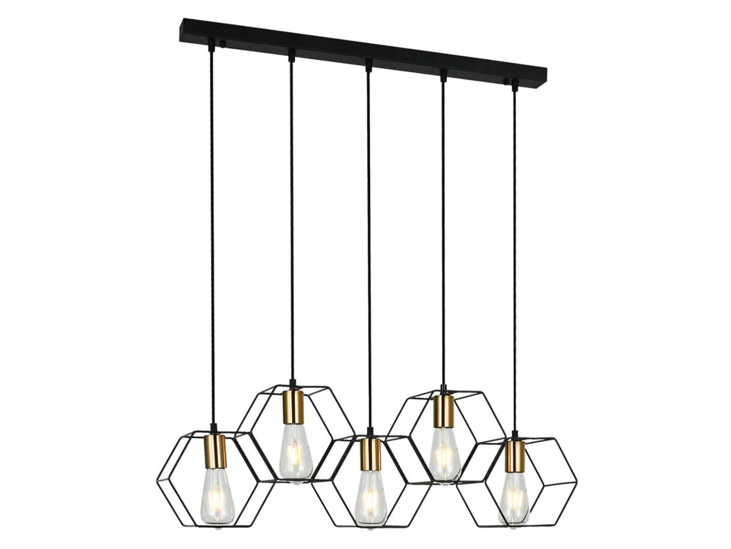 Lampa wisząca Aina 5-punktowa stalowa czarna